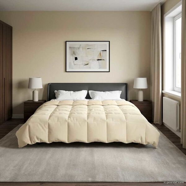 vidaXL Zomer Dekbed Gekwilt Cr&egrave;me 200 x 240 cm Microfiber