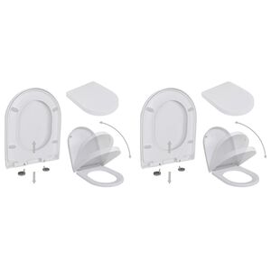 vidaXL Toiletbrillen met soft-close deksels 2 st kunststof wit
