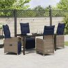 vidaXL Tafel en stoelen set met kussen 5 pcs Grijs PE Rattan