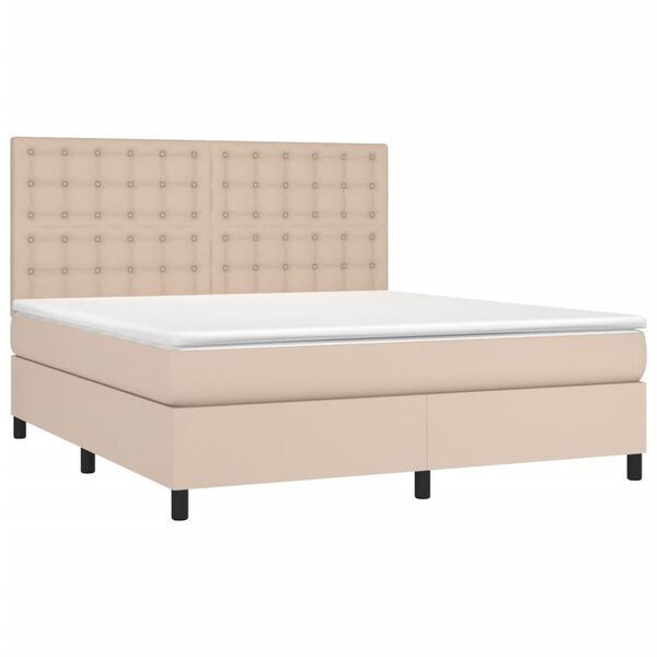vidaXL Boxspring met matras kunstleer cappuccinokleurig 180x200 cm