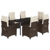 vidaXL 7-delige Tuinset met kussens poly rattan bruin