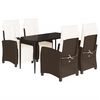 vidaXL 5-delige Tuinset met kussens poly rattan bruin