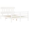 vidaXL Bedframe met hoofdbord massief hout wit 140x190 cm