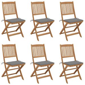 vidaXL Inklapbare stoelen 6 st met kussens massief acaciahout
