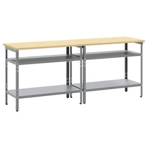 vidaXL Werkbankset 2 st Beige en Grijs Gepoedercoat staal