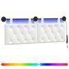 vidaXL Hangend hoofdbord Met LED-verlichting Wit Stof