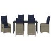 vidaXL Tafel en stoelen set met kussen 7 pcs Grijs PE Rattan