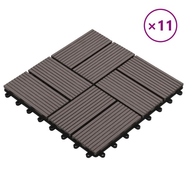 vidaXL Terras Tegel 11 pcs Donkerbruin 30 x 30 cm WPC