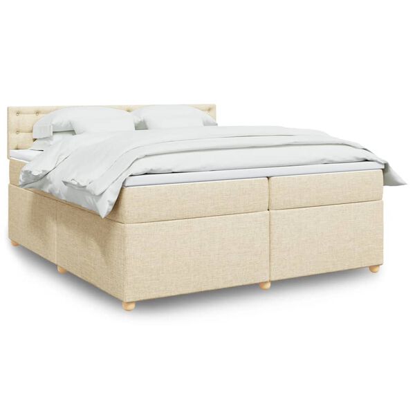 vidaXL Boxspring met matras stof cr&egrave;mekleurig 200x200 cm