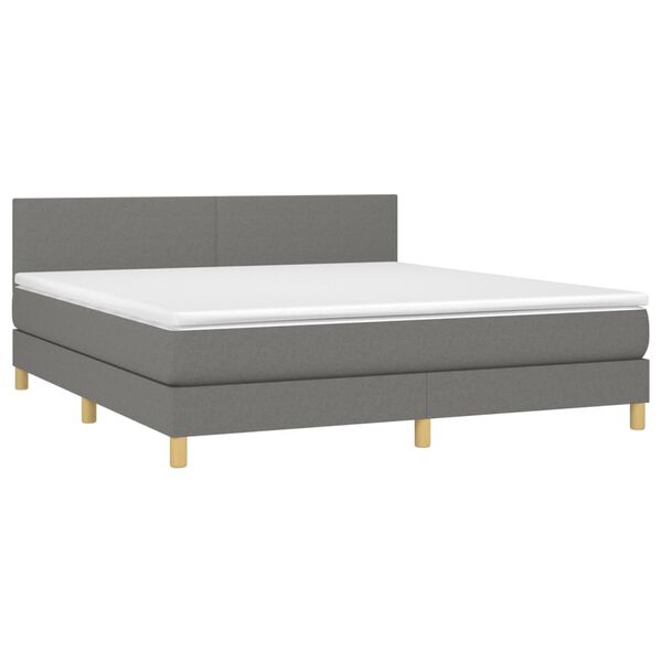 vidaXL Boxspring met matras en LED stof donkergrijs 160x200 cm