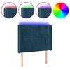 vidaXL Hoofdbord LED 103x16x118/128 cm fluweel donkerblauw