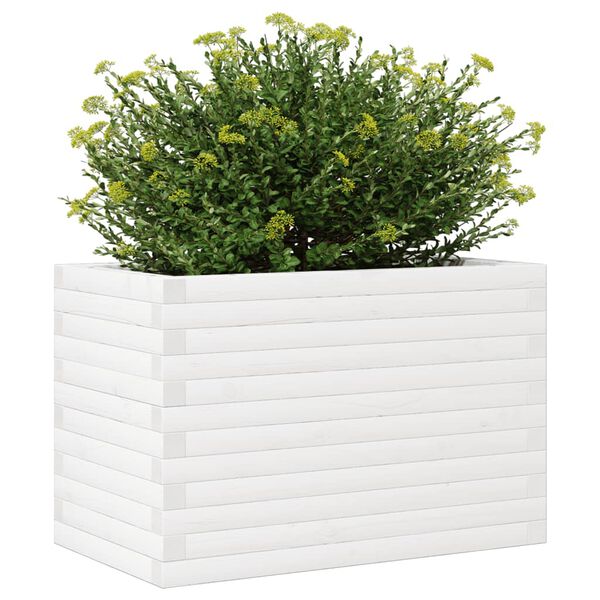 vidaXL Plantenbak 70x40x46 cm massief grenenhout wit