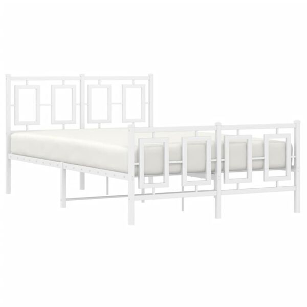 vidaXL Bedframe met hoofd- en voeteneinde metaal wit 120x200 cm