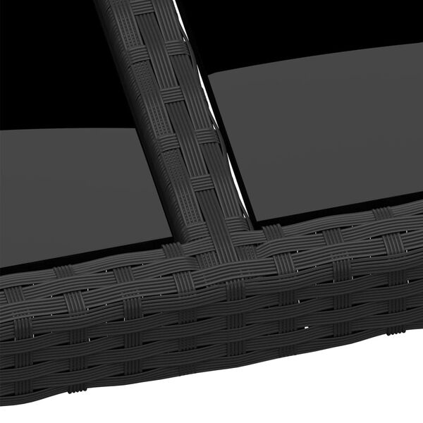 vidaXL Tuintafel 190x90x75 cm gehard glas en poly rattan zwart