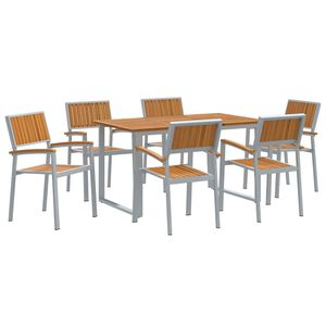 vidaXL Tuin eettafelset 7 st Grijs Massief Acaciahout