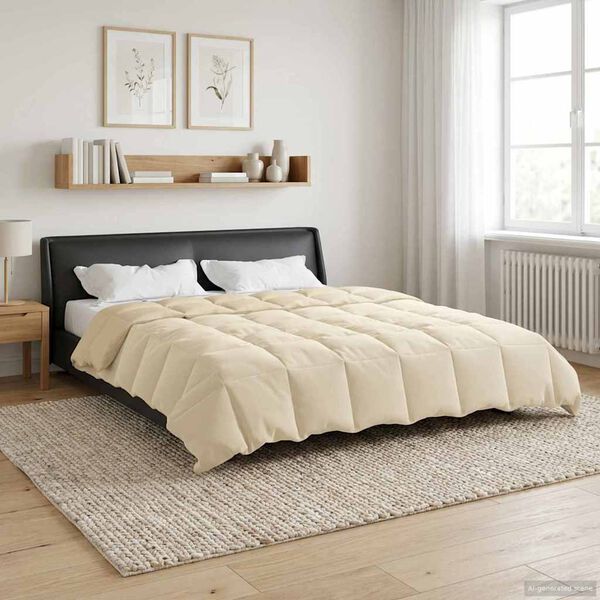 vidaXL Vol jaar dekbed Gekwilt Cr&egrave;me 200 x 200 cm Microfiber