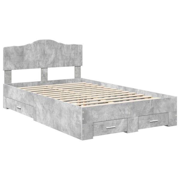 vidaXL Bedframe met hoofdeinde Beton Grijs 120 x 200 cm Bewerkt hout