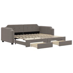 vidaXL Slaapbank met onderschuifbed en lades 90x200 cm stof taupe