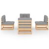vidaXL 5-delige Loungeset met kussens massief grenenhout