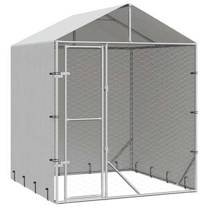 vidaXL Hondenkennel met dak 2x2x2,5 m gegalvaniseerd staal zilver