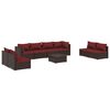 vidaXL 9-delige Loungeset met kussens poly rattan bruin