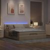 vidaXL Ottoman bed met matras en LED's 160x200cm stof crèmekleurig