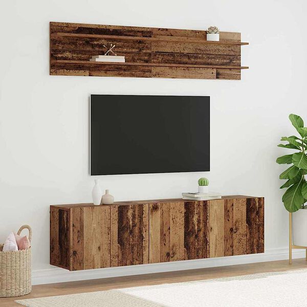 vidaXL TV Eenheden Wandgemonteerd 6 pcs Oud hout Bewerkt hout