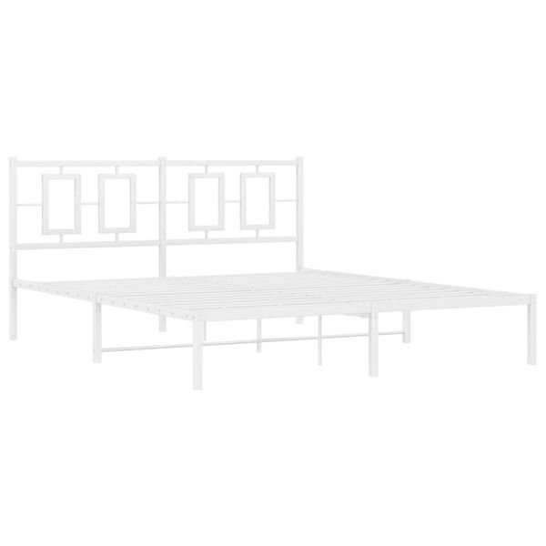vidaXL Bedframe met hoofdbord metaal wit 150x200 cm
