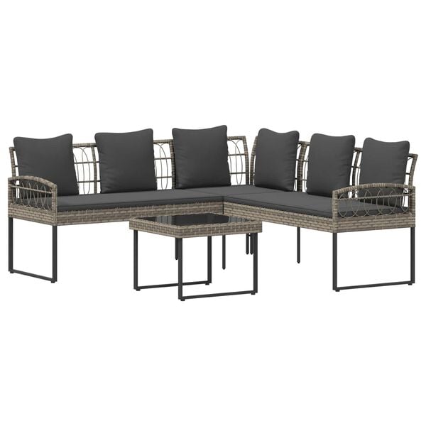 vidaXL Tuinbankenset met kussen 2 pcs Grijs Staal