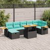 vidaXL 8-delige Loungeset met kussens poly rattan acacia grijs