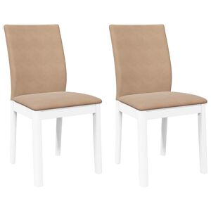 vidaXL Eetkamerstoelen met kussens 2 st massief hout rubber wit