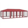 vidaXL Partytent met 12 mesh zijwanden 8x4 m HDPE rood