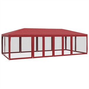 vidaXL Partytent met 12 mesh zijwanden 8x4 m HDPE rood