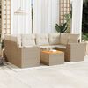 vidaXL 7-delige Loungeset met kussens poly rattan beige