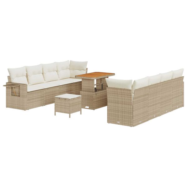 vidaXL Tuin Sofa Set met kussen 11 pcs Beige Poly riet