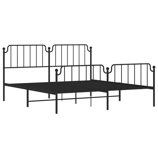 vidaXL Bedframe met hoofd- en voeteneinde metaal zwart 180x200 cm