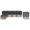 vidaXL 7-delige Loungeset poly rattan en eucalyptushout grijs