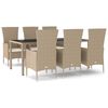 vidaXL 7-delige Tuinset met kussens poly rattan beige