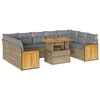 vidaXL 10-delige Loungeset met kussens poly rattan acacia beige