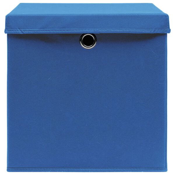 vidaXL Opbergboxen met deksel 4 st 32x32x32 cm stof blauw