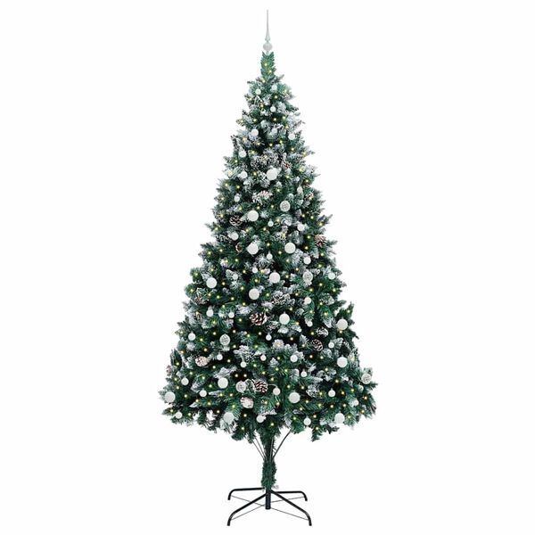 vidaXL Kunstkerstboom Groen 240 cm PVC en Staal en Kunststof