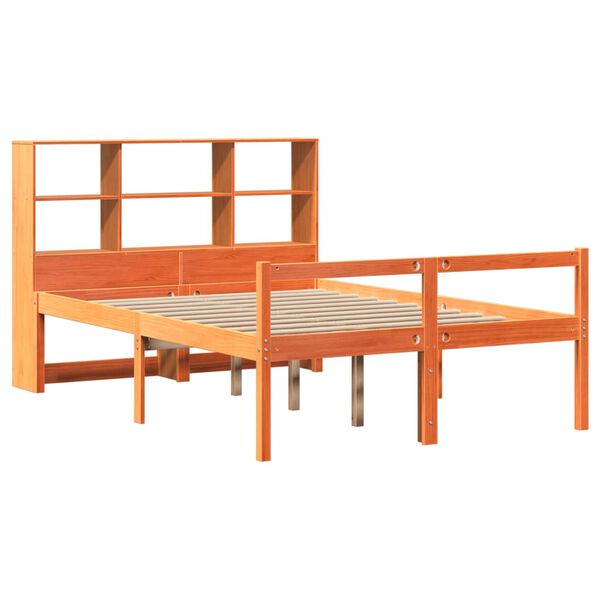 vidaXL Bed met boekenkast zonder matras hout wasbruin 120x190 cm