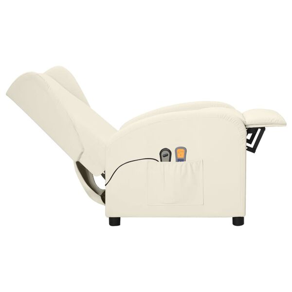 vidaXL Massagestoel elektrisch kunstleer crèmekleurig
