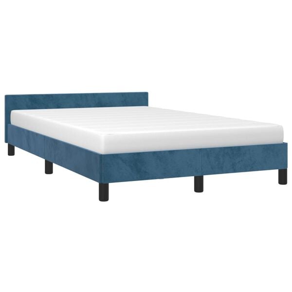 vidaXL Bedframe zonder matras 120x190 cm fluweel donkerblauw