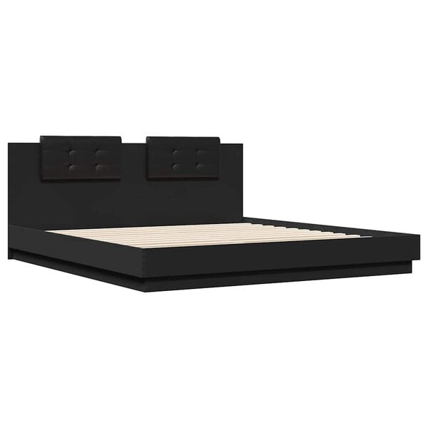 vidaXL Bedframe met LED zonder matras Zwart 160x200 cm