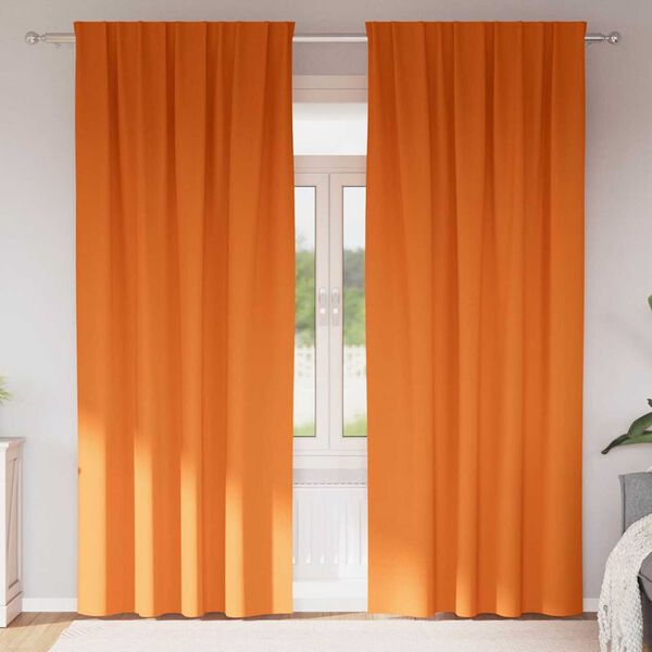 vidaXL Zwart-out Gordijnen met Ringen 2 pcs Feloranje 260 x 140 cm