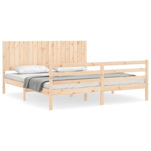 vidaXL Bedframe met hoofdbord massief hout