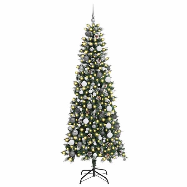 vidaXL Kunstkerstboom met 300 LED Groen 210 cm PVC en Plastic en Staal