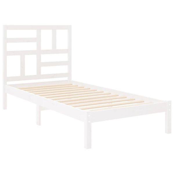 vidaXL Bedframe massief hout wit 75x190 cm