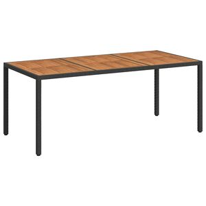 vidaXL Tuintafel 190x90x75 cm poly rattan en acaciahout zwart